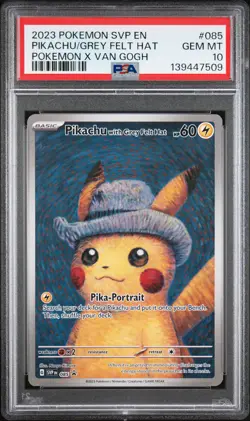 2023 POKEMON SVP EN-SV BLACK STAR PROMO #085 PIKACHU WITH GREY FELT HAT PSA 10 - Image 1
