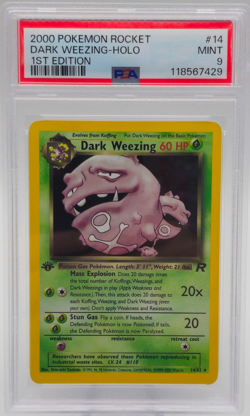 Dark Weezing Holo PSA 9 Pokemon Rocket 1st Edition 2000 #14 - Image 1