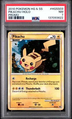 2010 POKEMON HEARTGOLD & SOULSILVER PROMO #HGSS03 PIKACHU-HOLO PSA 7 - Image 1