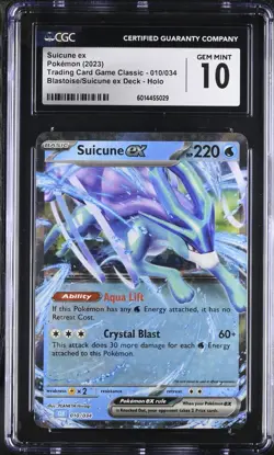 CGC 10 GEM MINT Suicune ex 010/034 CLB Classic Collection Blastoise Holo Pokemon - Image 1