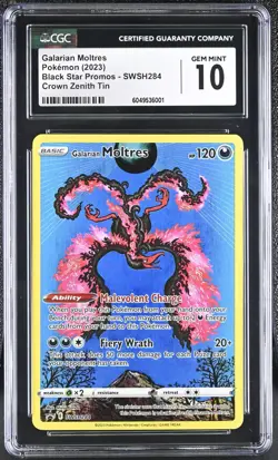 CGC 10 GEM MINT Galarian Moltres SWSH284 Black Star Promos Full Art Holo Pokemon - Image 1