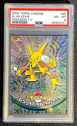 TOPPS CHROME POKEMON #65 ALAKAZAM 2000 TV PSA 8 NM/MT G3057 - Image 1