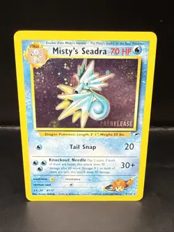 Pokemon TCG Misty's Seadra Holo Rare Gym Heroes Prerelease 9/132 BW - Image 2