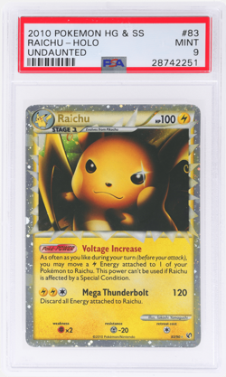 2010 Pokemon Heartgold and Soulsilver Undaunted Raichu Holo #83 PSA 9 - Image 1
