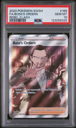 Boss's Orders PSA 10 2020 Pokemon Sword & Shield Rebel Clash #189 - Image 1