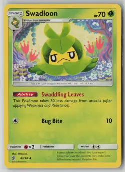 Swadloon 8/236 Pokemon Unified Minds Uncommon Lightly Played (LP) 1 - Image 1