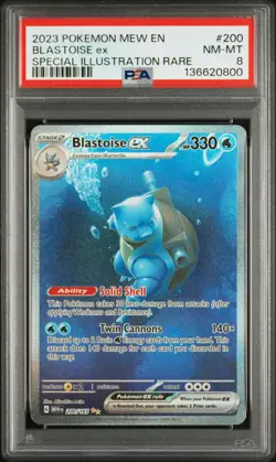 2023 POKEMON MEW EN-151 SPECIAL ILLUSTRATION RARE #200 BLASTOISE EX PSA 8 - Image 1