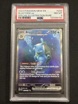 2023 POKEMON MEW EN-151 SPECIAL ILLUSTRATION RARE #200 BLASTOISE EX PSA 8 - Image 1