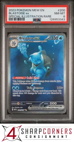 2023 POKEMON MEW EN-151 SPECIAL ILLUSTRATION RARE SIR #200 BLASTOISE ex PSA 8 - Image 1