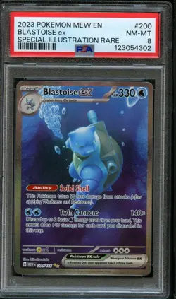 2023 POKEMON MEW EN-151 SPECIAL ILLUSTRATION RARE #200 BLASTOISE EX PSA 8 NM - Image 1
