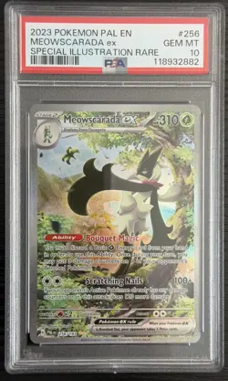 PSA 10 GEM MINT 2023 Pokemon Paldea Evolved #256 Meowscarada ex SIR - Image 1