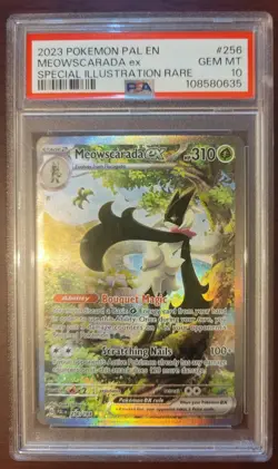 PSA 10 GEM MINT 2023 Pokemon Paldea Evolved #256 Meowscarada ex SIR - Image 1