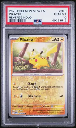 2023 POKEMON MEW EN-151 REVERSE HOLO #025 PIKACHU PSA 10 - Image 1