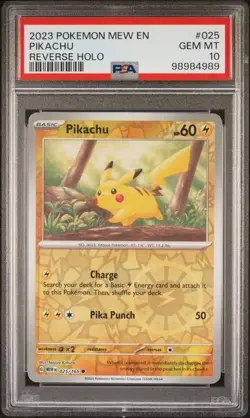 2023 POKEMON MEW EN-151 REVERSE HOLO #025 PIKACHU PSA 10 - Image 1