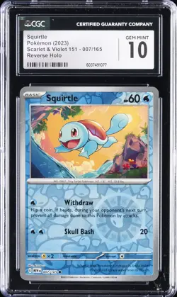 2023 POKEMON MEW EN-151 REVERSE HOLO #007 SQUIRTLE CGC 10 GEM MINT - Image 1