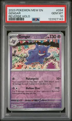 2023 POKEMON MEW EN-151 REVERSE HOLO #094 GENGAR PSA 10 - Image 1
