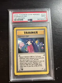 2000 Sabrina's ESP #117/132 PSA 9 Pokemon Gym Heroes 1st Edition WOTC Trainer RC - Image 1