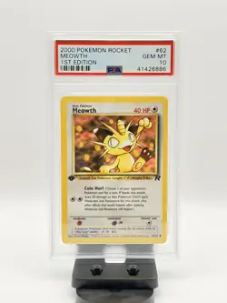 2000 POKEMON TEAM ROCKET 62/82 MEOWTH 1ST EDITION PSA 10 GEM MINT - Image 1
