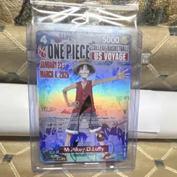 Bandai One Piece CCG Monkey D. Luffy US Voyage Promo Holo Card - Image 1
