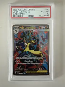 Pokemon TCG Mega Lucario EX 160/132 Ultra Rare Holo PSA 10 Gem Mint - Image 1