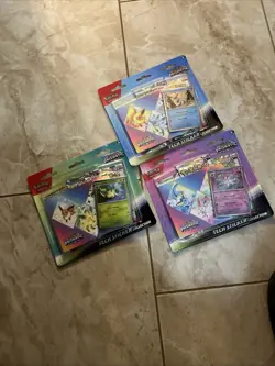 Pokemon TCG Prismatic Evolutions Tech Sticker Collection Blister Set of 3 Sealed - Image 1