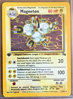 Pokemon Fossil 1st Edition Magneton 11/62 Foil Holo Rare NMM Unplayed WOTC 1999 - Image 1