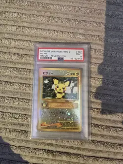 Pokemon Pichu Neo 2 Promo Card 2000 Reverse Holo Foil PSA 9 Japanese, No 172 - Image 1
