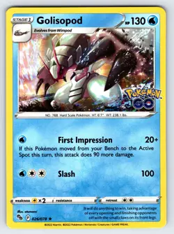 Golisopod 026/078 2022 Pokemon GO Set Pokemon Card TCG Nintendo Holo Rare Nm/Vlp - Image 1