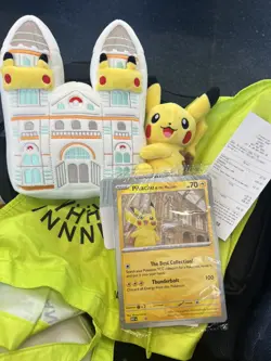 Pokemon x National History Museum Pikachu Jumbo Promo Card & Plush - Image 1