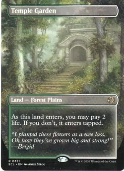 MTG: Lorwyn Eclipsed: Borderless Temple Garden: Lightly Played Condition - Image 1