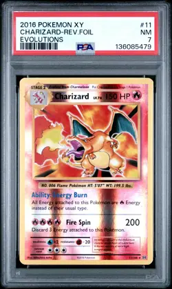 Charizard Reverse Holo 11/108 2016 Pokemon XY Evolutions PSA Near Mint 7 - Image 1