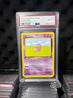 1999 POKEMON FOSSIL #55 SLOWPOKE 1ST EDITION PSA 8 - Image 4