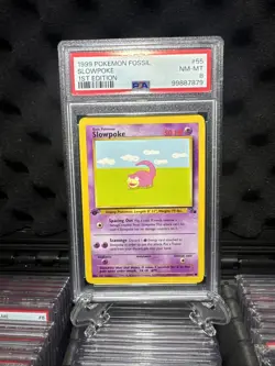 1999 POKEMON FOSSIL #55 SLOWPOKE 1ST EDITION PSA 8 - Image 5