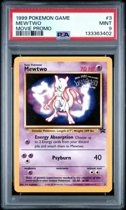 1999 POKEMON GAME MOVIE MOVIE PROMO #3 MEWTWO PSA 9 - Image 1