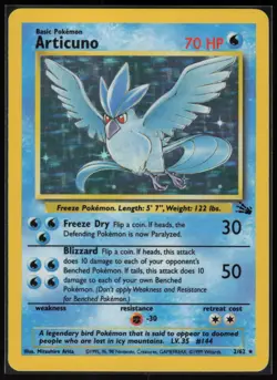Pokemon Articuno (2) Holo Rare Fossil 02/62 NM - Image 1