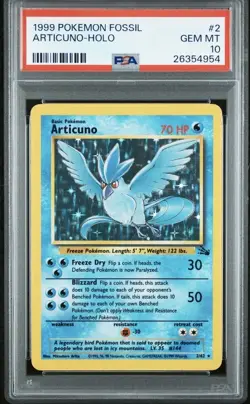 PSA 10 GEM MINT Pokemon ARTICUNO Holo Rare Fossil 2/62 Unlimited - Image 1
