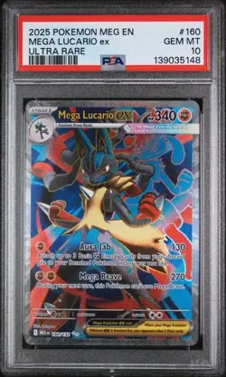 2025 POKEMON MEG EN-MEGA EVOLUTION ULTRA RARE #160/132 MEGA LUCARIO EX PSA 10 - Image 1