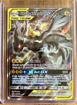 PIKACHU & ZEKROM GX TAG TEAM 2019 FULL ART HP 240 POKEMON CARD COLLECTIBLE RARE - Image 1