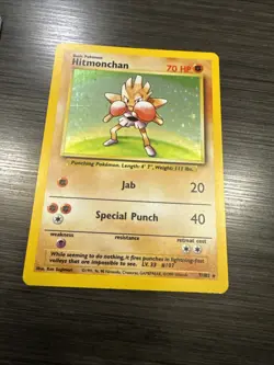 Pokemon TCG Hitmonchan 7/102 Base Set Unlimited Holo Rare 1999 VTG WOTC - Image 1