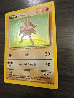 Pokemon TCG Hitmonchan 7/102 Base Set Unlimited Holo Rare 1999 VTG WOTC - Image 3