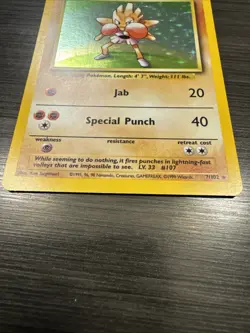 Pokemon TCG Hitmonchan 7/102 Base Set Unlimited Holo Rare 1999 VTG WOTC - Image 4