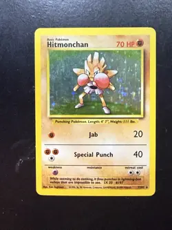 Pokemon TCG Hitmonchan Base Set Holo Rare Card 7/102 WOTC Vintage - MP - Image 1