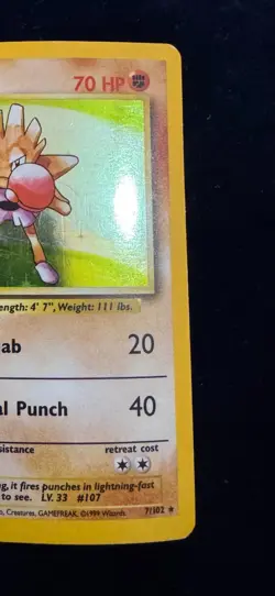 Pokemon Cards: Base Set Rare Holo: Hitmonchan 7/102 TCG 1999 WOTC Vintage - Image 3