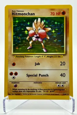 1999 Pokemon Base Set Hitmonchan Holo 7/102 WOTC Vintage Rare TCG - Image 1