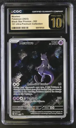 CGC 10 Pristine Pokemon Mewtwo 052 2023 Black Star Promos Scarlet & Violet 151 - Image 1