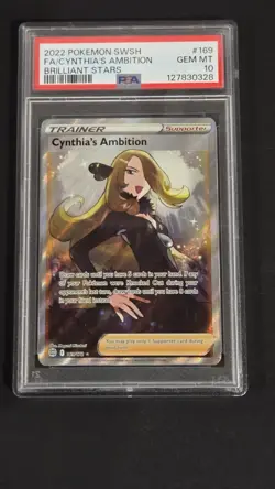 PSA 10 Cynthia's Ambition 169/172 Brilliant Stars Full Art Pokemon 2022 - Image 1