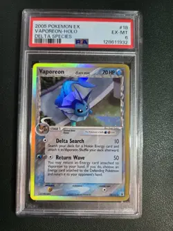 2005 Pokemon EX Vaporeon (Delta Species) Holo 18/113 PSA 6 - Image 1