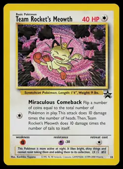 Pokemon Card WoTC Black Star Promo Team Rocket's Meowth 18 LP - Image 1