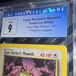 🔥| Pokemon Team Rocket's Meowth #18 Black Star Promo CGC 9 MINT - Image 3