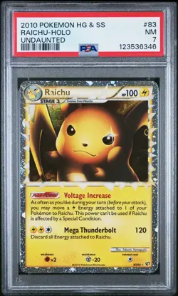 2010 POKEMON HEARTGOLD & SOULSILVER UNDAUNTED #83 RAICHU-HOLO PSA 7 - Image 1